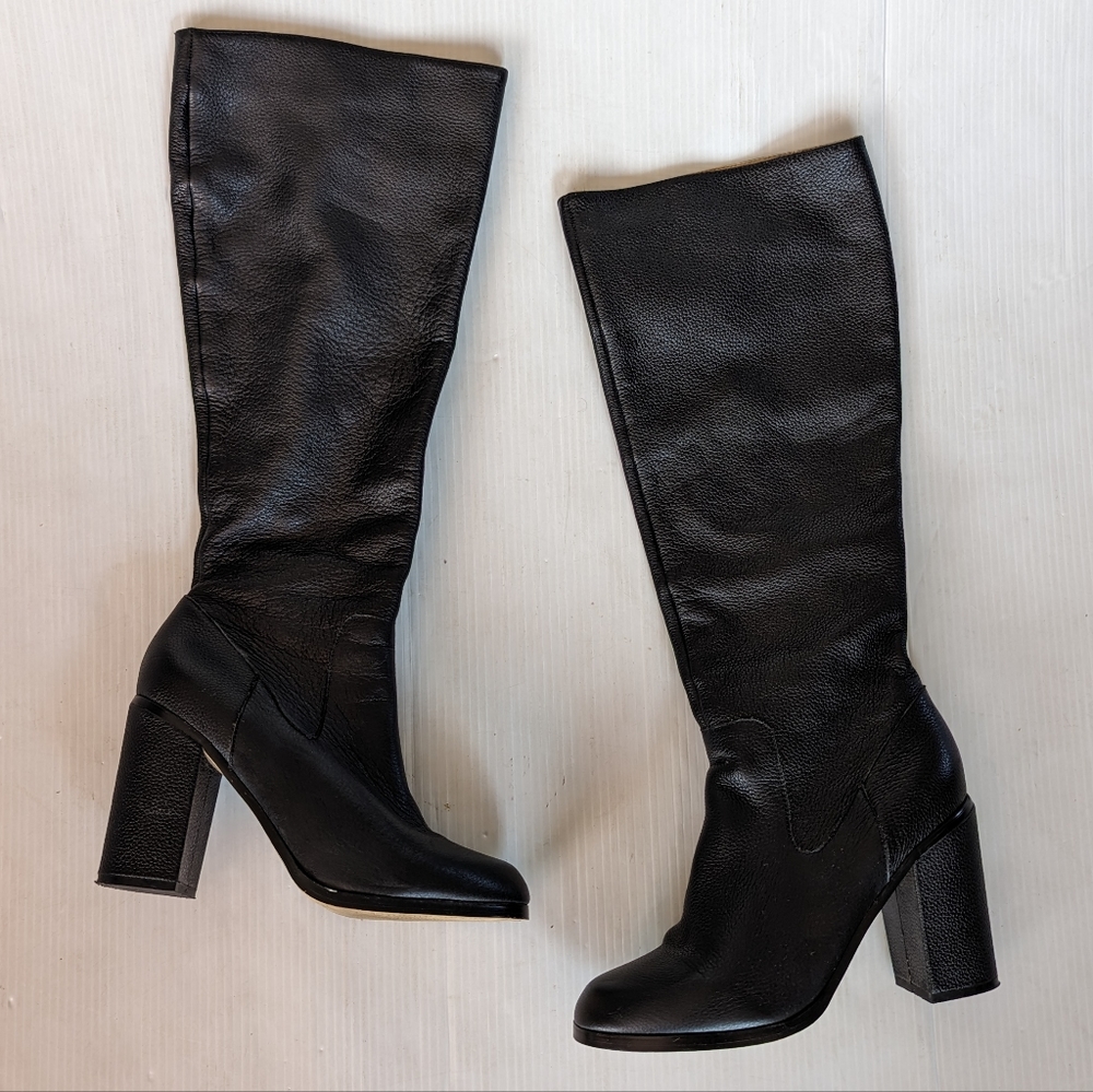 LANDS' END women's Tall black leather knee high heeled boots Size 9 - Picture 5 of 8